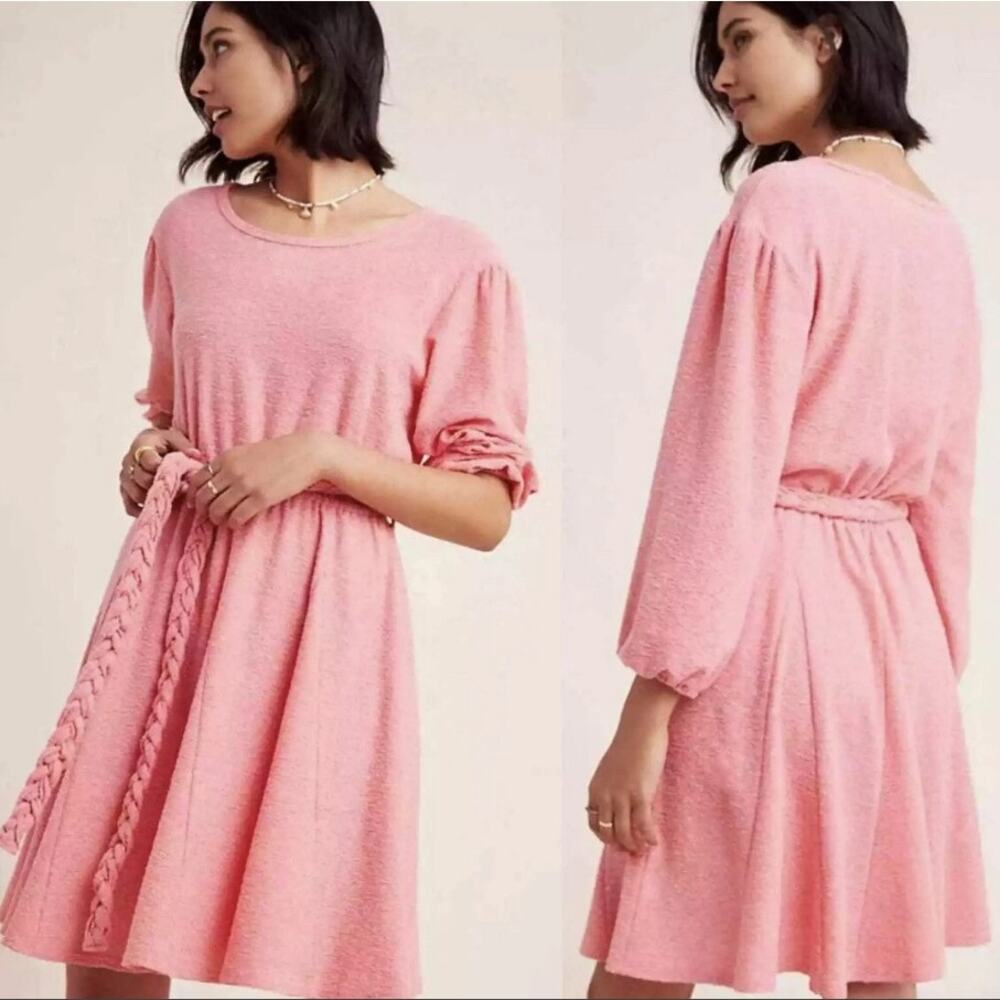 Anthropologie Saturday Sunday Jovie Textured Knit Mini Dress Size XS Coral Pink